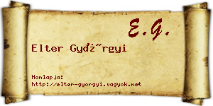 Elter Györgyi névjegykártya